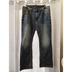 Rank 45 Men Jeans 40W X 32L Blue Denim Back‎ Pockets Embroidery